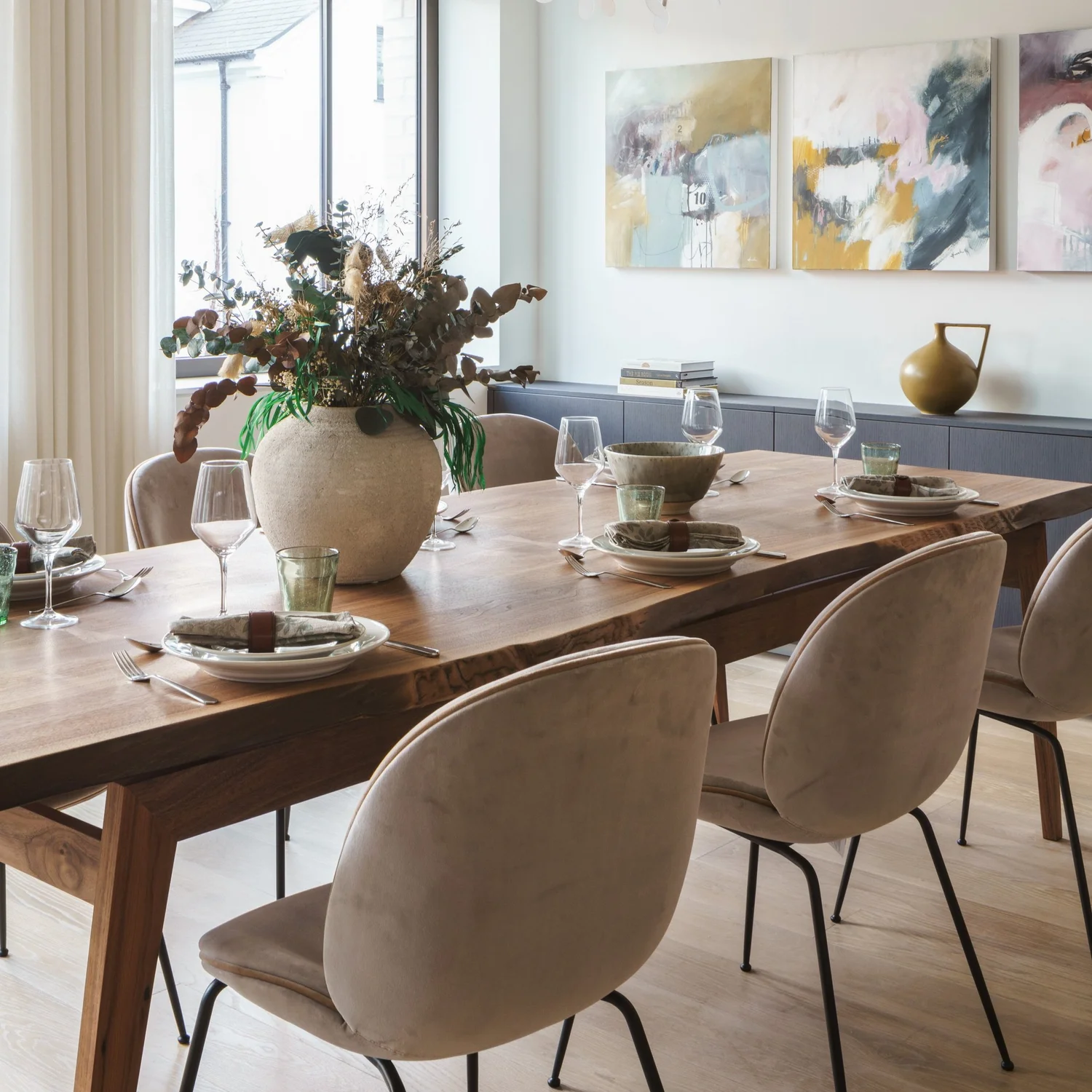 Full FF&E and interior styling — dining room by Matthews Rea
