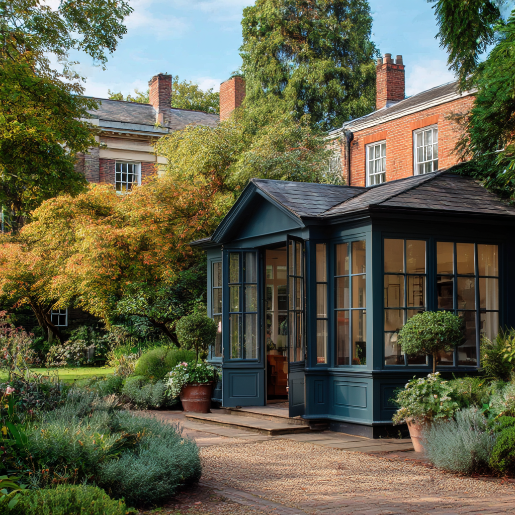 Garden room with off-white paintwork relating to the main house