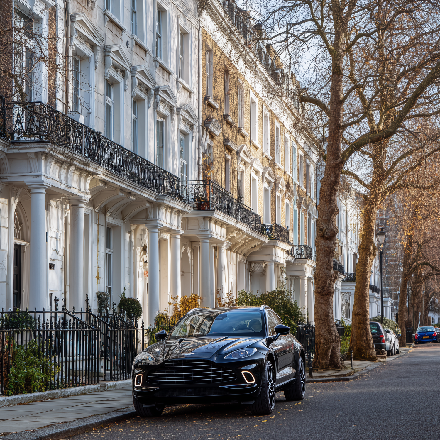 Street scene in an upscale London neighbourhood